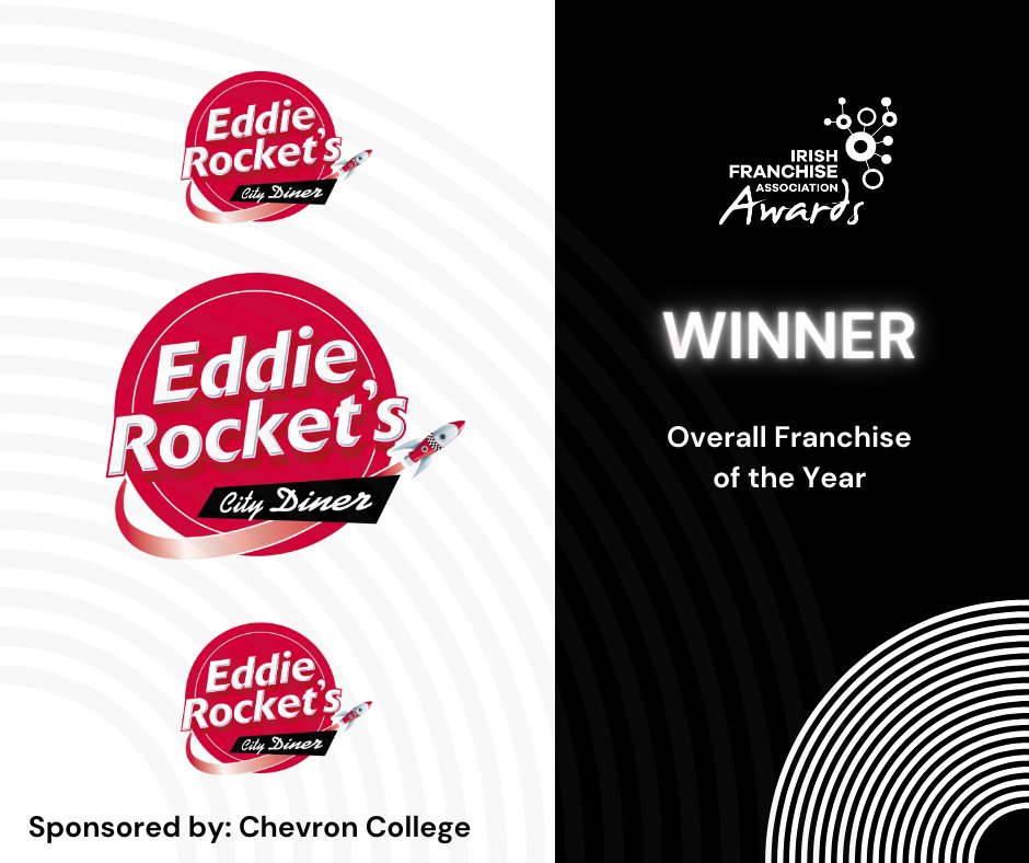 Congratulations to Eddie Rockets, winners of the Overall Franchise of the Year award ✨

This award is sponsored by Chevron College

#IFAA24 Rocket Restaurants