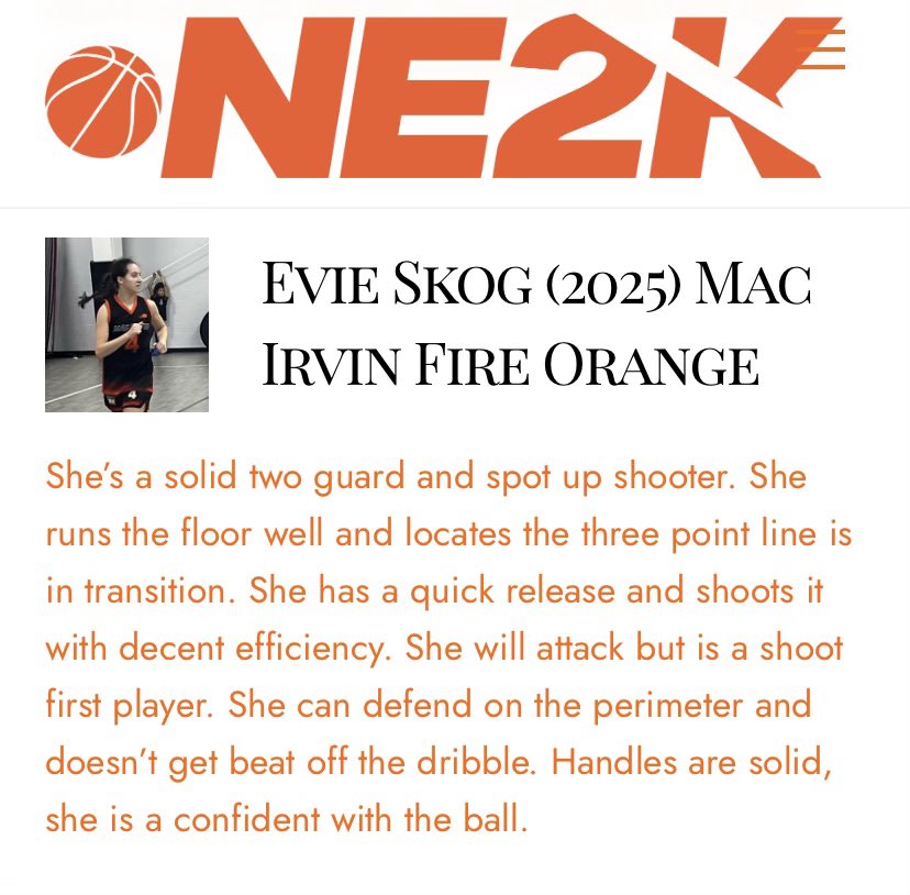 Thank you @NE2KHoops for the write up- I truly appreciate it! @MacIrvinGirls @MightyMacBball @SelectEventsBB @MacBuckets21 @fastpg2 @keithan_lyons @DerynCarter