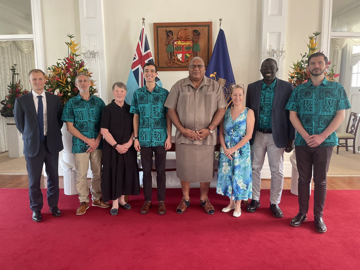 ‘Ni sa bula vinaka @PresidentFiji Vinaka vaka levu for inviting us into your home and meeting with 🇬🇧 academics visiting #Fiji. It was a privilege to hear your views on #OceanofPeace and the importance of tradition and community in the #Pacific @ukinfiji