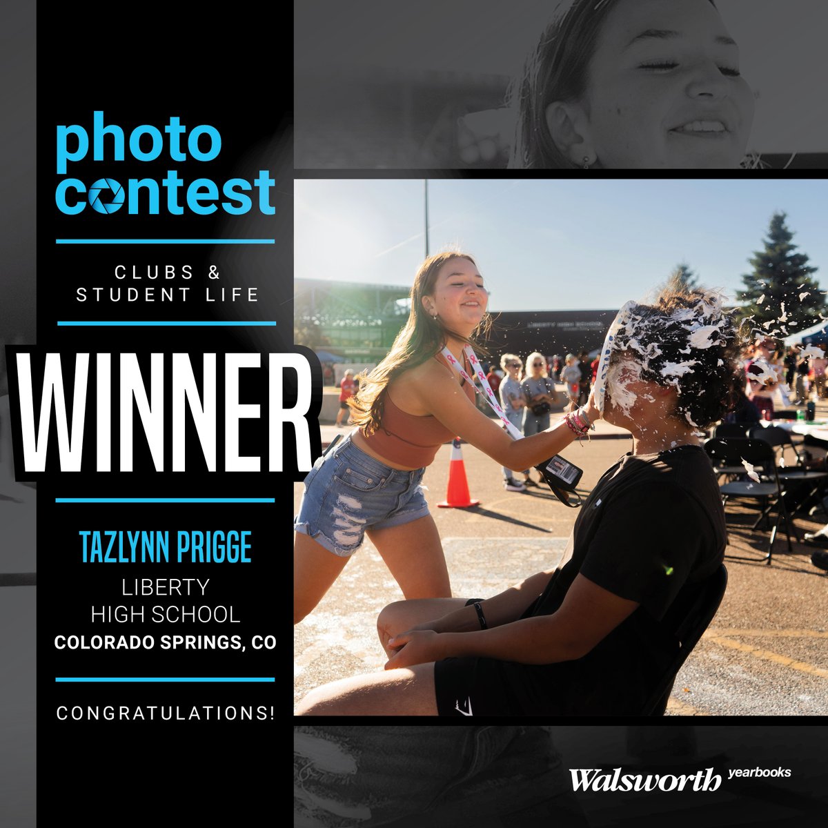 Congratulations to Tazlynn Prigge from Liberty High School in Colorado Springs, Colorado, on winning first place in the Clubs and Student Life category! To see all of our 2024 gallery, check out the link at tinyurl.com/29n9vneu. #Walsworth #Yearbooks
