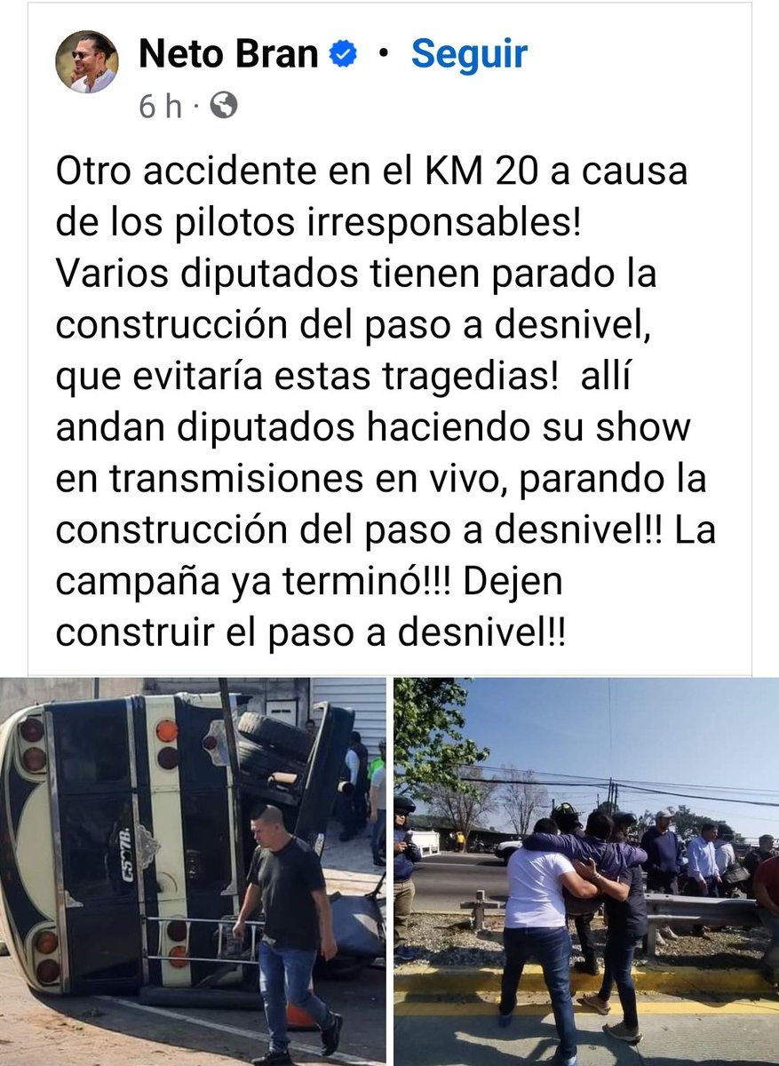 Que sinvergüenza es Neto Bran @netobran, cínico, sin importarle la vida de las personas. 8 años en la municipalidad y ese paso a desnivel NO caminó porque él no supo gestionar, y ahora que los diputados se han involucrado él sale a decir que es culpa de ellos.

Aquí la…