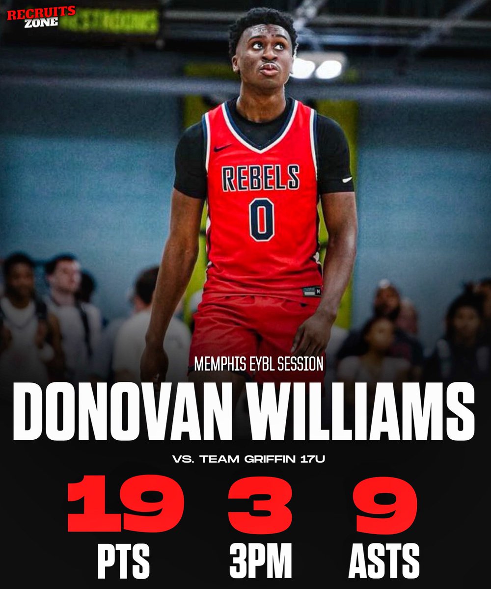 2026 prospect Donovan Williams Jr. just had a big time performance in a win over Team Griffin EYBL, finishing with: • 19 PTS • 9 ASTS • 3 3PM Holds offers from Illinois and USF.