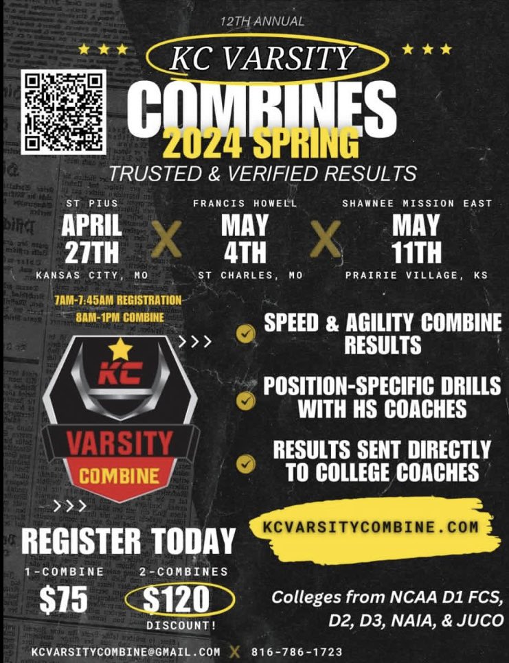 Excited to compete tomorrow! @Varsitycombine1