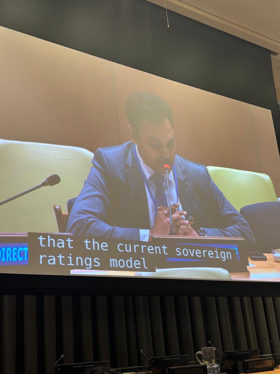 Had the opportunity to raise the problem of sovereign credit ratings in the @UN this week. Highlighted that: 1. Never in the history of ratings has the 5th largest economy - India - been rated BBB. 2. Rating is purely a mapping onto the probability of default, which depends in…