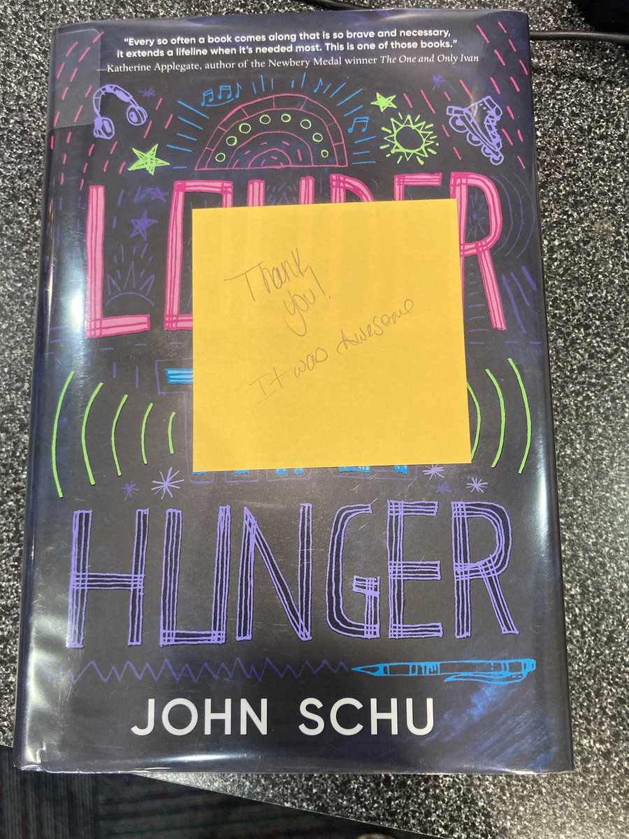It’s really cool to get back to my desk and see a book that had been checked out by a teacher with a sweet note ⁦@pinoakms⁩ @MrSchuReads⁩ ⁦@HISDLibraryServ⁩ #SchoolLibraryMonth #txasl
