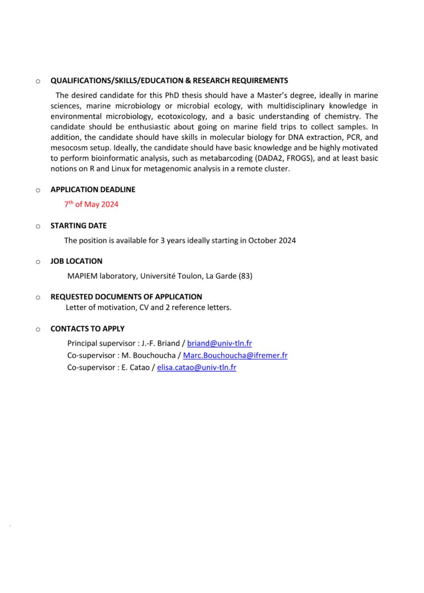 PhD opportunity in biology