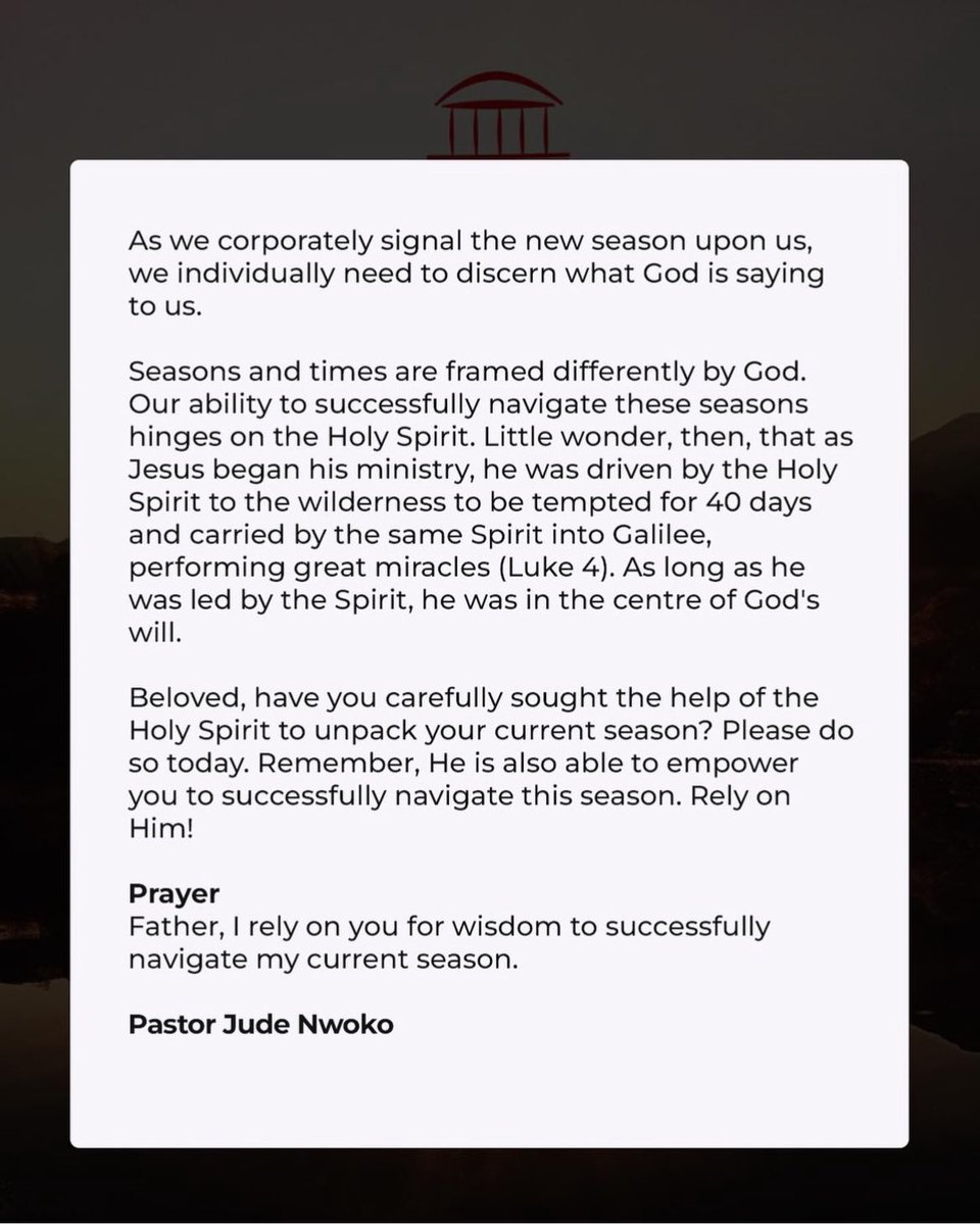#ANewDawn devotional

As we corporately enter into the new season upon us, we need to discern what God is saying to us, individually. 

Have you deliberately sought the help of the Holy Spirit to unpack your current season? Please do so without delay. 

#myTPH
#dailydevotional