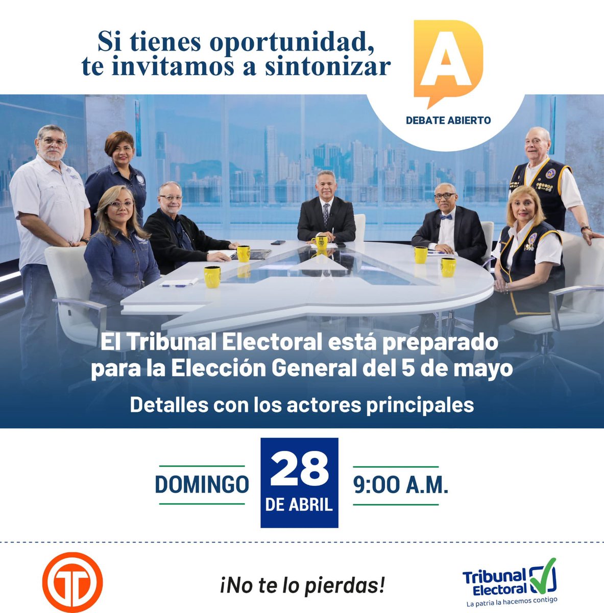 El Tribunal Electoral está preparado para la Elección General del 5 de mayo de 2024, conoce un poco más a detalle este domingo 28 de abril en Debate Abierto 9:00a.m. por @Telemetro #TribunalContigo