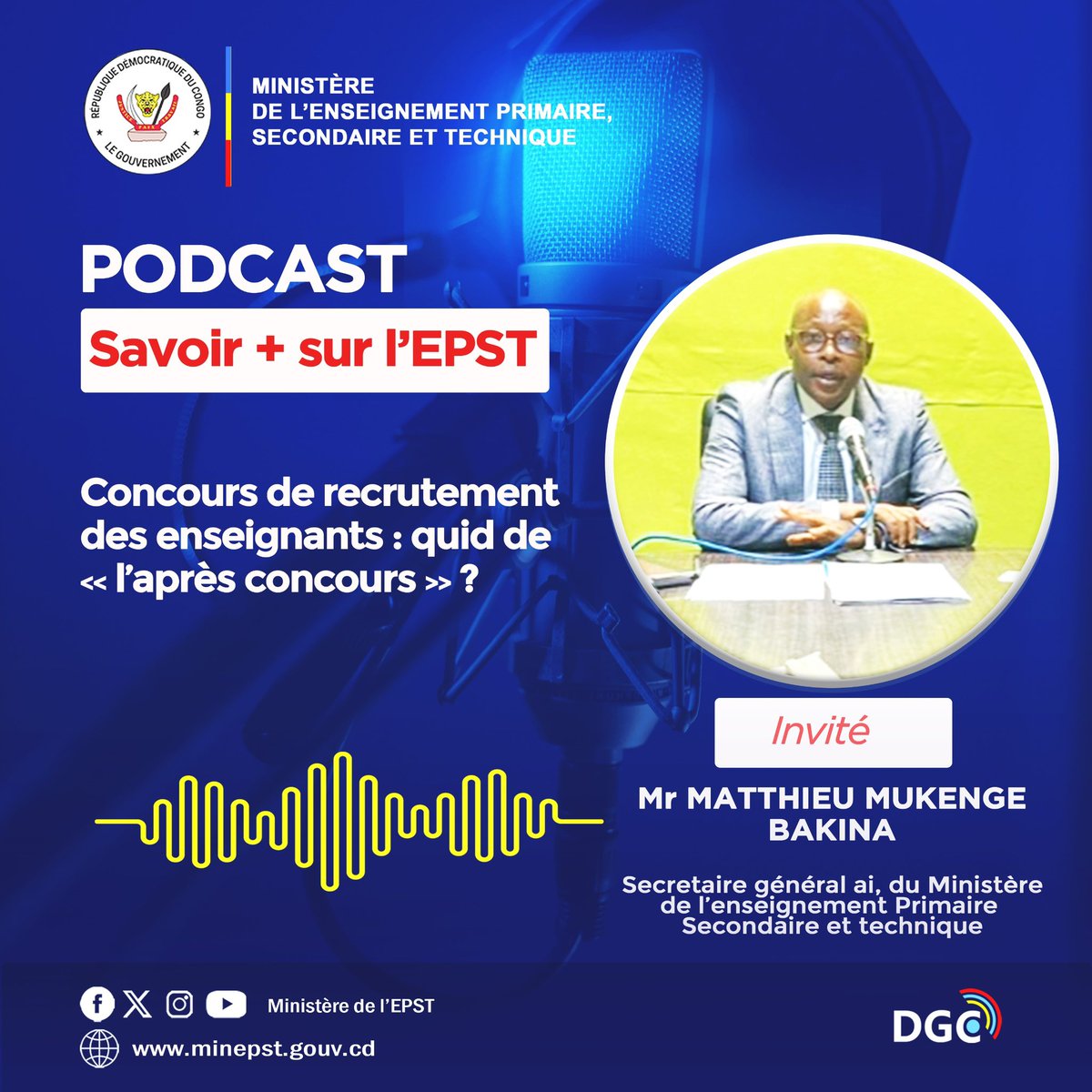 🎙️Podcast Savoir + sur l’EPST 🎧 Plus de 19.000 candidats ont participé à la phase expérimentale de ce concours qui s’est déroulé dans les provinces de Kinshasa, Kasai-central et Kongo central. Lire le podcast en cliquant sur ce lien : on.soundcloud.com/F9gdK37aVwmLss…