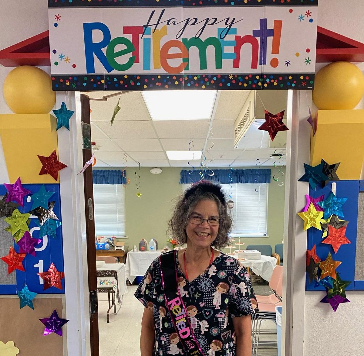 Today is Ms. Nancy's last day before her retirement begins, help us send her off with warm wishes! Nancy Kennalley has served children at Via Christi St. Francis' Child Development Center for nearly 25 years. Thank you, Ms. Nancy, for your service and congratulations! 💙💚💜