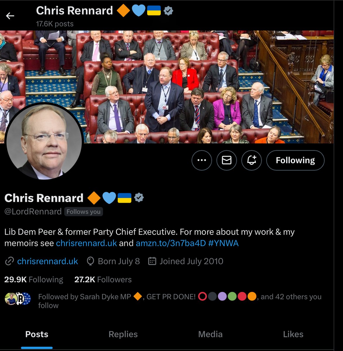 When you get followed by the fantastic @LordRennard you finally start thinking that people take you seriously🙃but anyway it is a huge honour, even though it’s only a small gesture😄