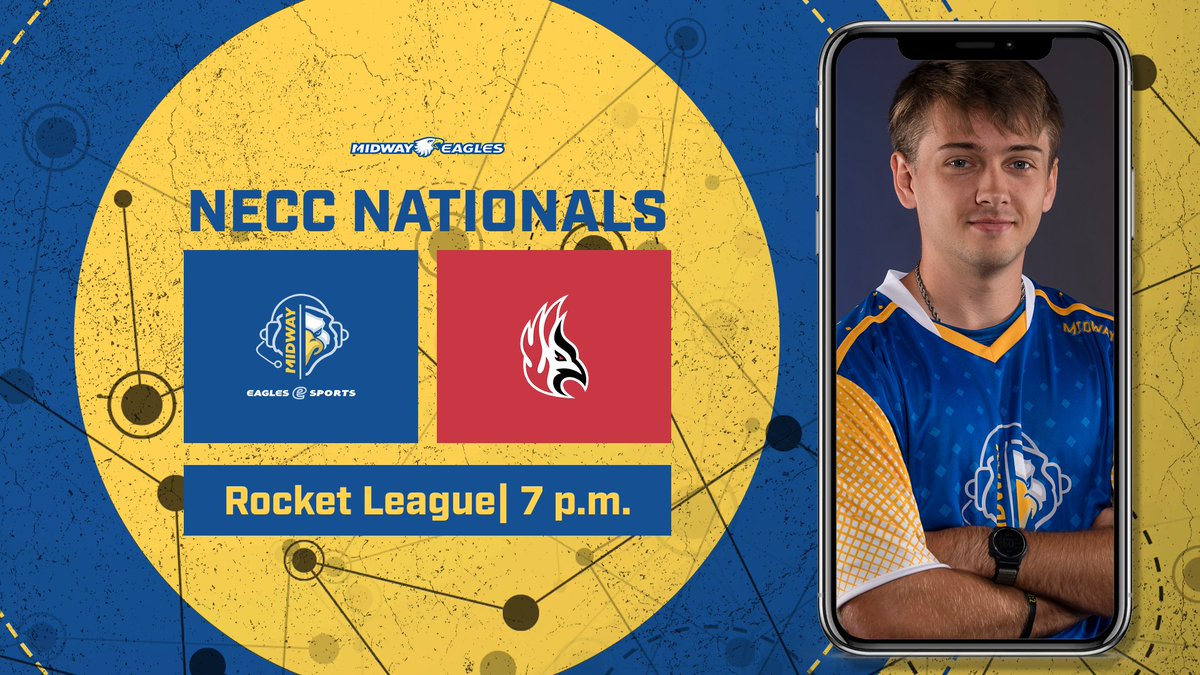 Midway Eagles (@gomidwayeagles) on Twitter photo 🚨NECC NATIONALS🚨
<a href="/EsportsMidway/">Midway University Esports</a> 🆚 <a href="/CarthageEsports/">Carthage Firebirds Esports</a>
🎮 Rocket League
⏰: 7 p.m. ET
📺: twitch.tv/midwayuniversi…
#GoMidwayEagles #EagleNation #EagleEmpire 🚨NECC NATIONALS🚨
<a href="/EsportsMidway/">Midway University Esports</a> 🆚 <a href="/CarthageEsports/">Carthage Firebirds Esports</a>
🎮 Rocket League
⏰: 7 p.m. ET
📺: twitch.tv/midwayuniversi…
#GoMidwayEagles #EagleNation #EagleEmpire