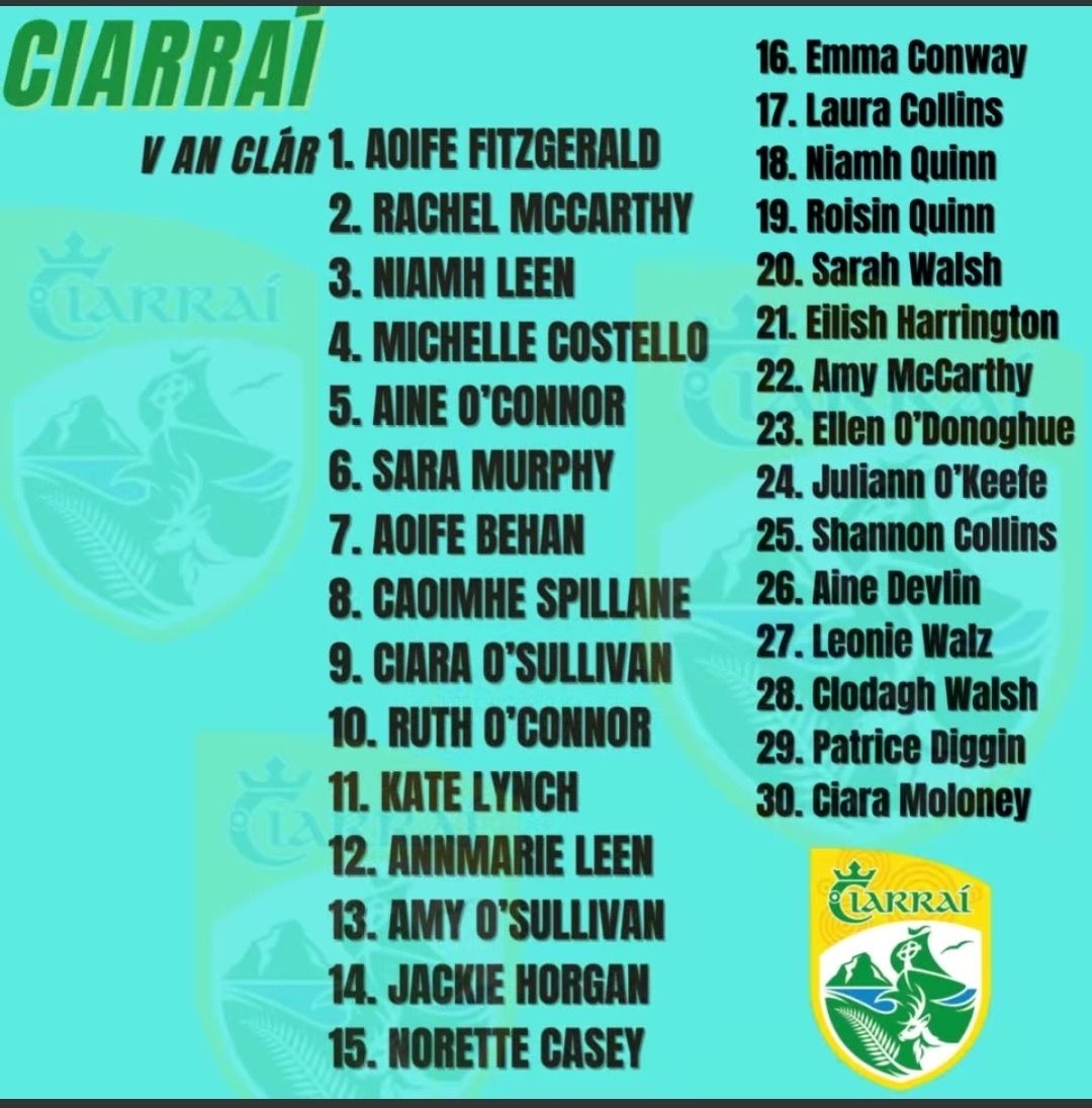 Best of luck to students Ciara O’Sullivan, Ruth O'Connor, Róisín Quinn & past pupils Niamh Quinn, Aoife Fitzgerald & Norette Casey as they line out with the Kerry Senior Camogie team in their semi final clash against Clare in the Munster Intermediate semi-final this weekend.