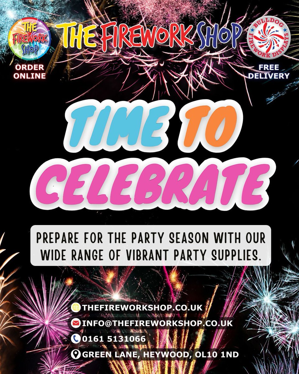 #LancashireLightshow #ManchesterLightshow #ManchesterFireworksDisplay #LancashireFireworksDisplay #Fireworks #FireworkDisplays #BulldogFireworks #TheFireworkShop #Celebration #TimeToParty #PartySupplies #TimeToCelebrate