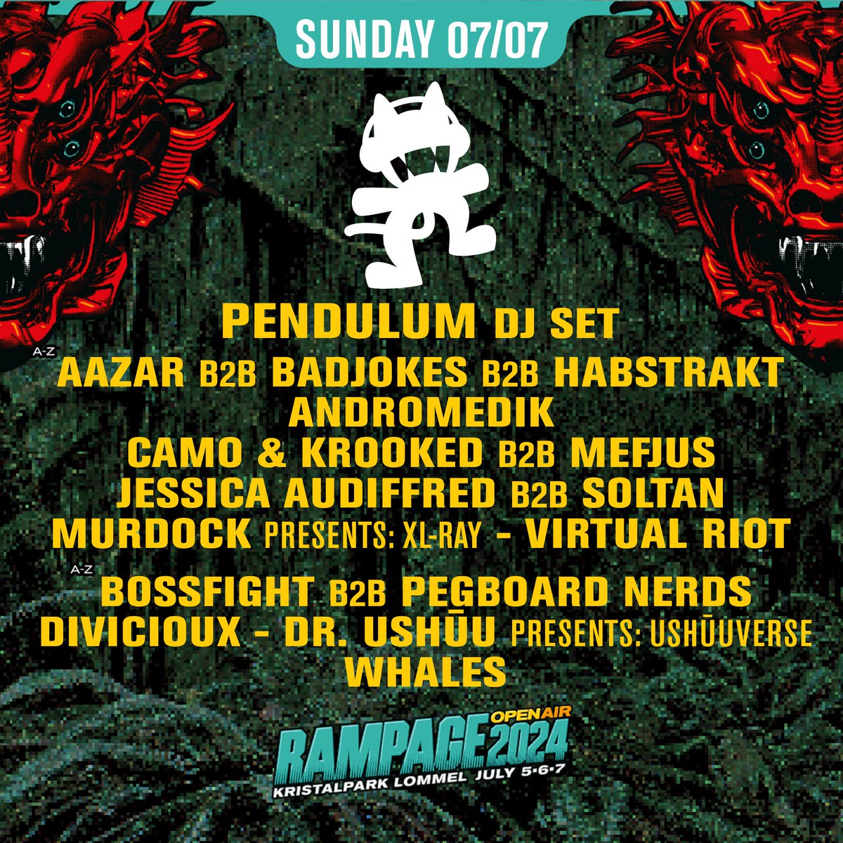 Get ready for the ultimate summer kickoff festival. 🤘 We are back for @wearerampage Open Air in Belgium on Sunday, July 7, with a HUGE lineup! 🤯 From Dubstep to DNB, this year's #Monstercat stage takeover will be one for the books. Tickets on sale NOW: rampage.eu/tickets