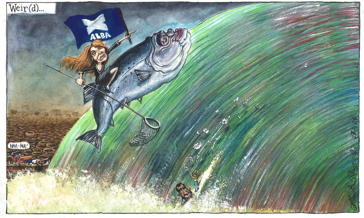 Martin Rowson on the travails of #HumzaYousaf #FirstMinister #SNP #ScottishGreens #GreenParty #ScotGov #Scotland #ClimateCrisis #NoConfidence - political cartoon gallery in London original-political-cartoon.com