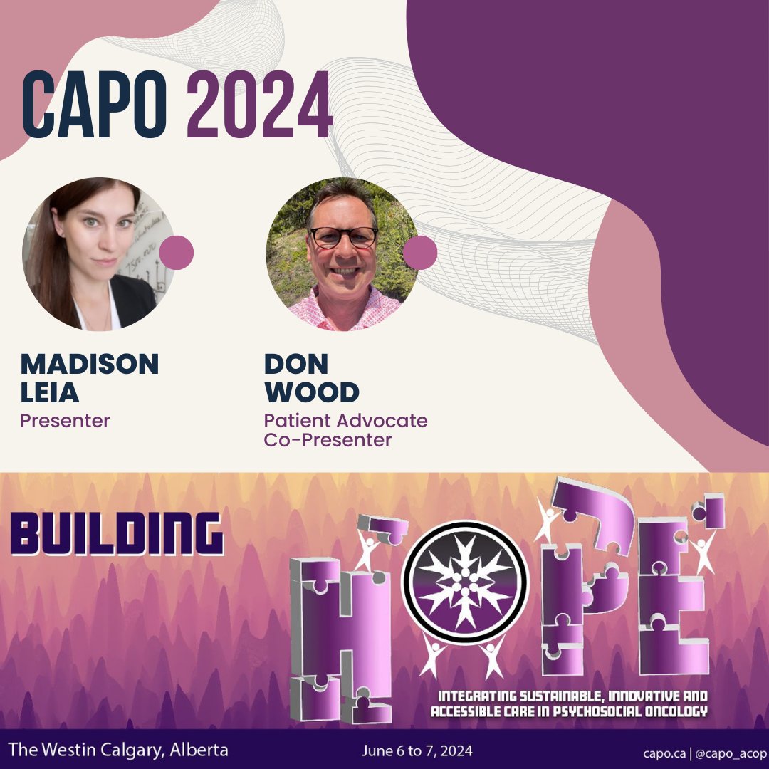 🎉 Madison and Don will be presenting at this year's CAPO conference, presenting on 'Exploring Barriers and Facilitators to the Inclusion of Diverse Populations into Patient and Family Advisory Councils in Cancer Care and Research: A Scoping Review'!

#capo2024 #buildinghope