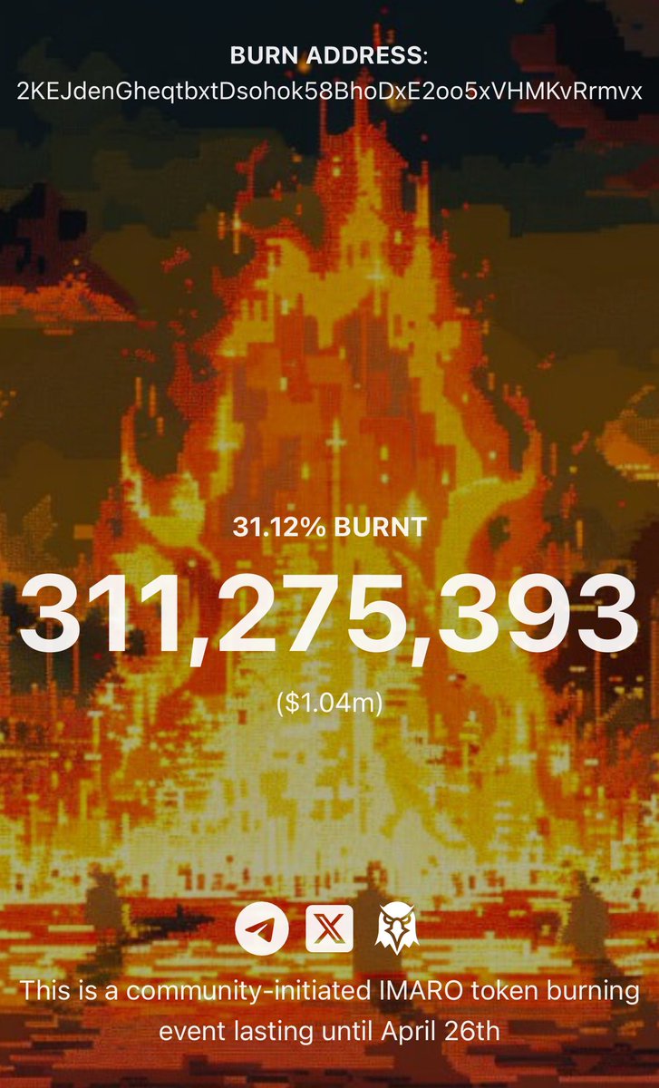 $IMARO 36.82% BURNED 🔥 tweet media