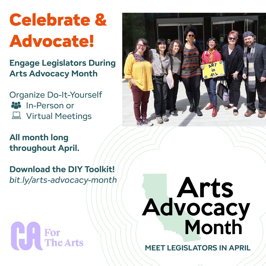 CAfortheArts's tweet photo. 🎉April is Arts Advocacy Month and there is still time to celebrate and advocate for the Arts! 📋 Check out our comprehensive guide that provides all the essential tools. https://t.co/KgZUPs1vo7
#ACCM2024 #ArtWorkisRealWork #CAArtsAdvocacy #CAisCreative #CABudget #fundCAArts https://t.co/MGJvbuZFGc