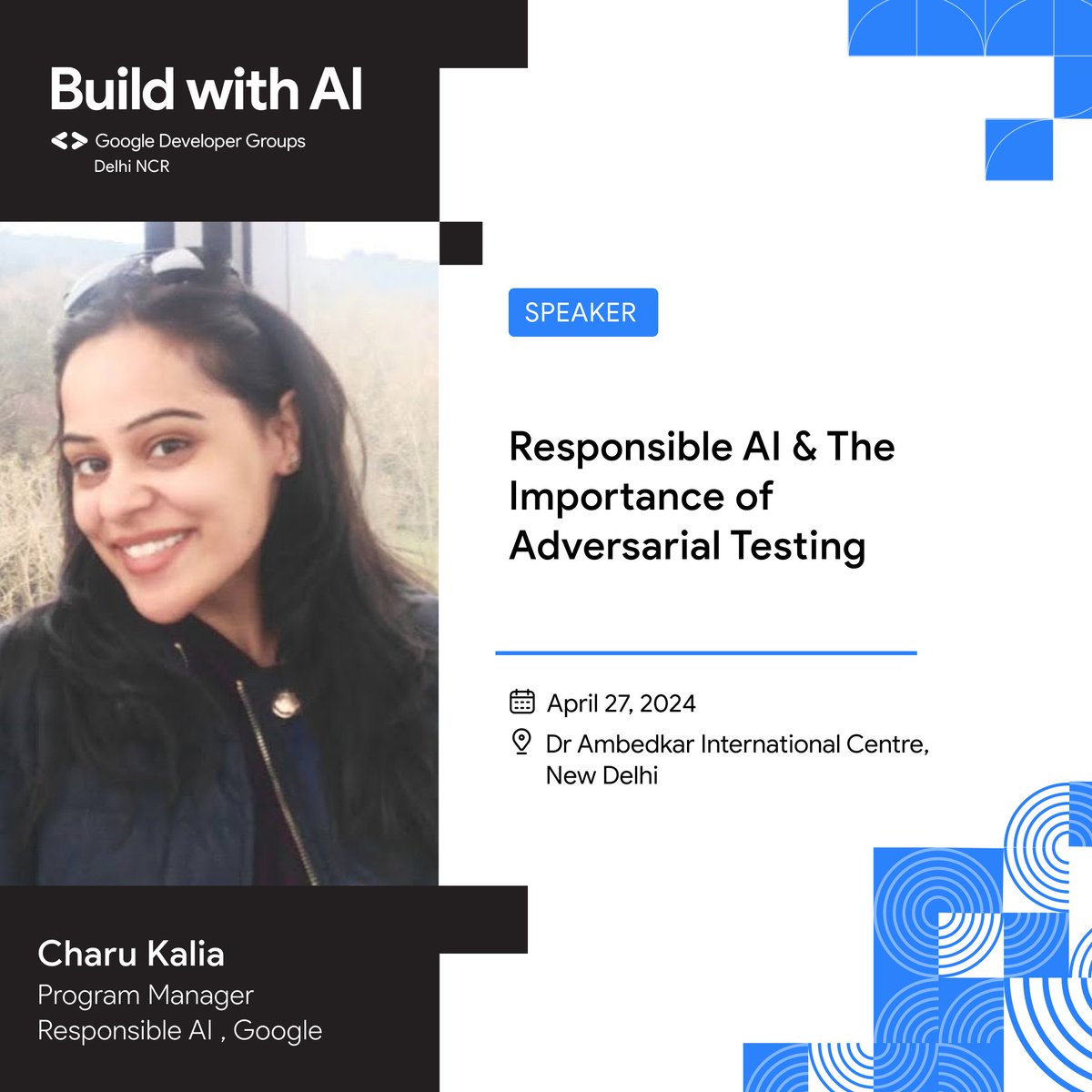 AI builders, listen up! 👂 Charu's teaching Responsible AI - adversarial testing, ethics & more. Develop this world-changing tech the right way.