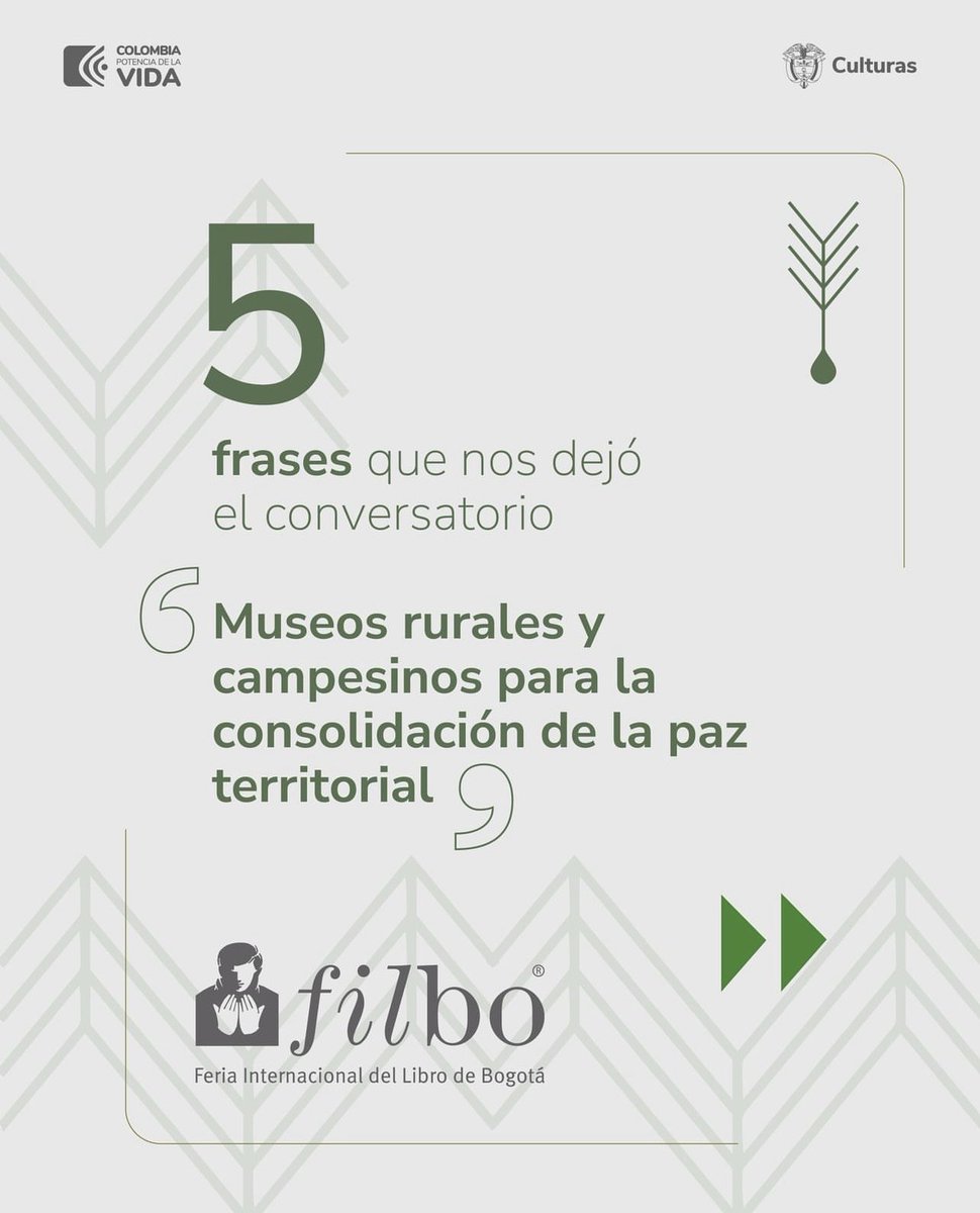PFMuseosCol's tweet photo. Desde el Programa de fortalecimiento de Museos -@museonacionalco participamos en las conversaciones de #CulturadePaz de @mincultura ¿Cómo pueden los museos abrir debates sobre la paz 🌱y las diferentes formas de construirla? 

Lee aquí las 5 frases claves👉https://t.co/qoPu9HTAQk https://t.co/GN6ZbaI4eK