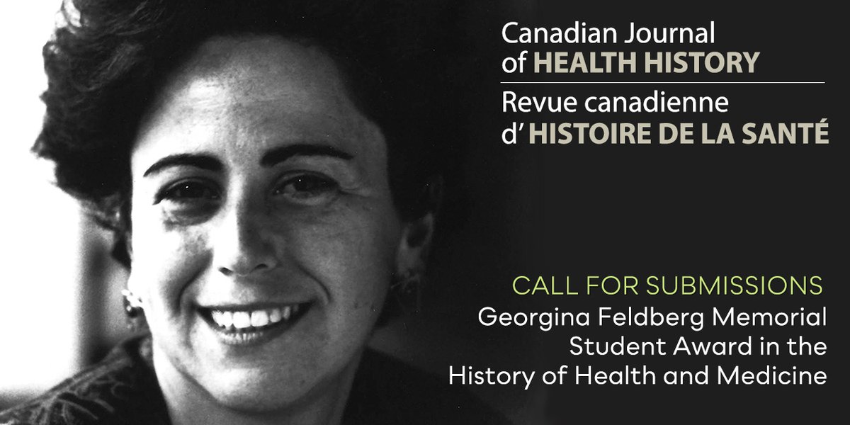 CJHH invites submissions for the Georgina Feldberg Memorial Student Award in the History of Health and Medicine. This award will be granted to the best unpublished essay based on original research on any topic in the field. Submit by May 15, 2024: bit.ly/CJHHgfa