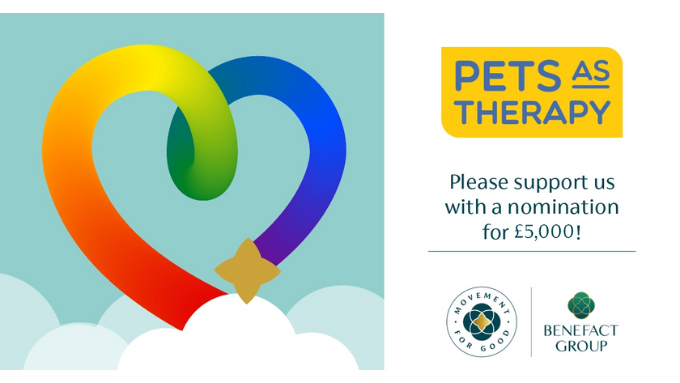 **Ends today** Nominate Pets As Therapy for a £5000 award from @benefactgroup
Follow the link, it takes less than a minute and your help could help us make a difference
ow.ly/z3Ra50RmkeI
#PetsAsTherapy #BenefactGroup #Charity #MOvementForGood