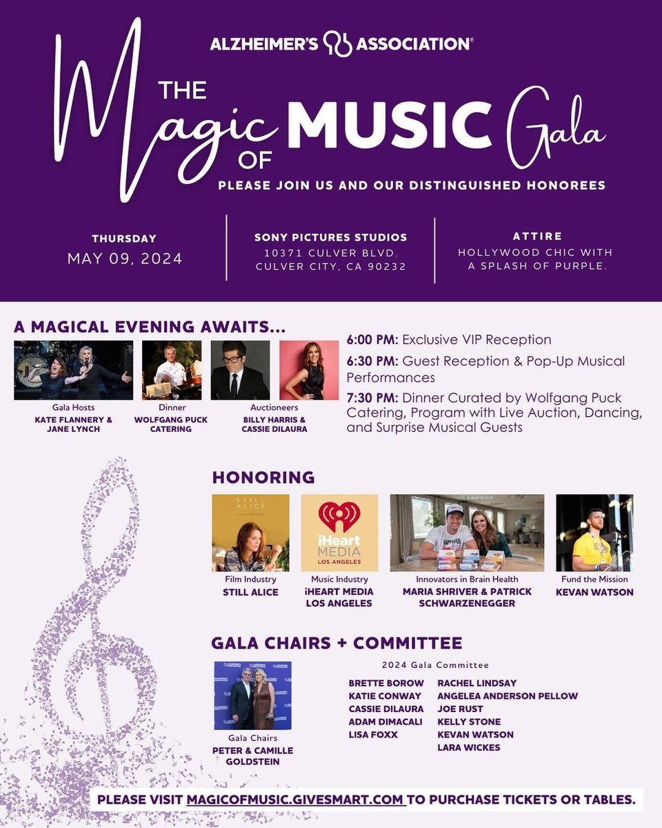 We are proud to support the #MagicOfMusicGala! 💜 Join the Alzheimer's Association as they honor community leaders and raise funds to support the care, support and research initiatives of the @alzassociation. Purchase your tickets today here: ihe.art/qJAGv1e