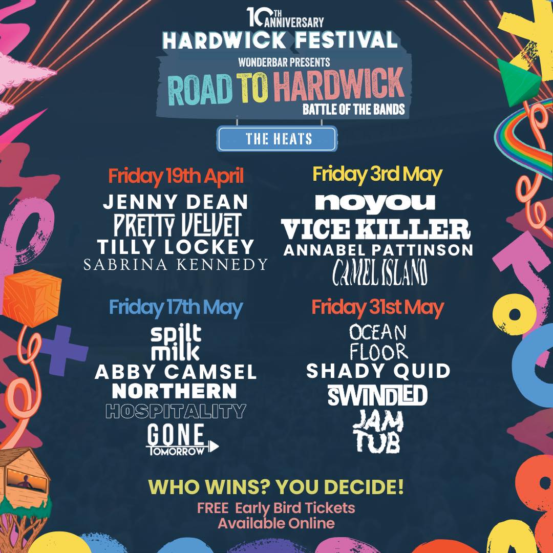 Enjoy a night of awesome music from some of the hottest acts at 'The Road to Hardwick – Battle of The Bands' at @The_WonderBar, as they battle it out for a spot on the mainstage at Hardwick Festival 2024! 🎤🌟🎸🥁 Tickets available here > tinyurl.com/mryx46u4!