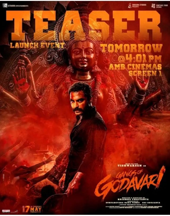 #VishwakSen - #GangsofGodavari Teaser On Tommorow.