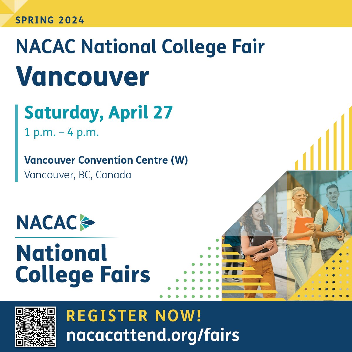 We are excited to invite students, parents, and counselors to explore the university search process at the International Universities Fair in Vancouver, BC on this Saturday, April 27, from 1:00 pm to 4:00 pm PDT. Register now: nacacattend.org/fairs #collegefair #collegefairs