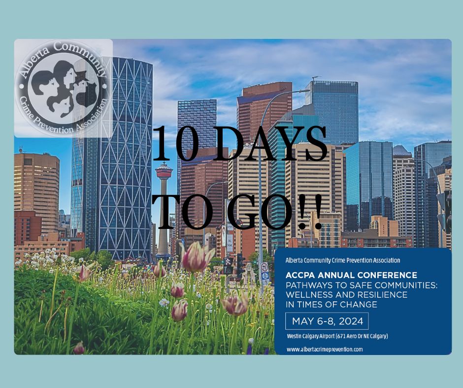 ABcrimeprevent's tweet photo. It is exactly 10 days to our conference and our excitement is palpable. In anticipation, we will be spotlighting our speakers#attendingaccpa2024 #yyc #yyz #fyp #explore #ConferenceSpeakers #MayEvents #ConferenceCountdown #SpeakerSpotlight #EventNetworking #ProfessionalDevelopment https://t.co/e4861OEQj7