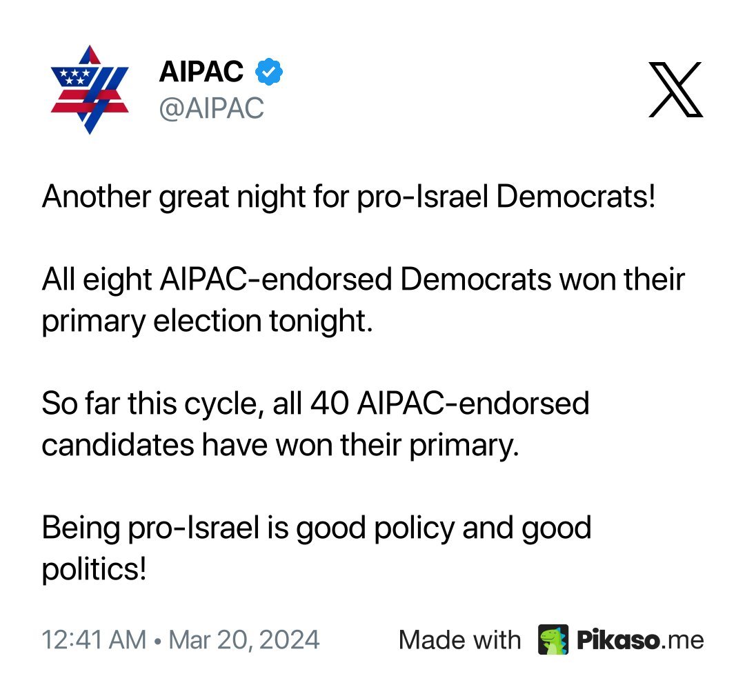 Que dice @AIPAC q si quieres ser un político exitoso en USA, ya sabes q hacer.... con subordinarte a Tel Aviv 'te abrimos el camino'.