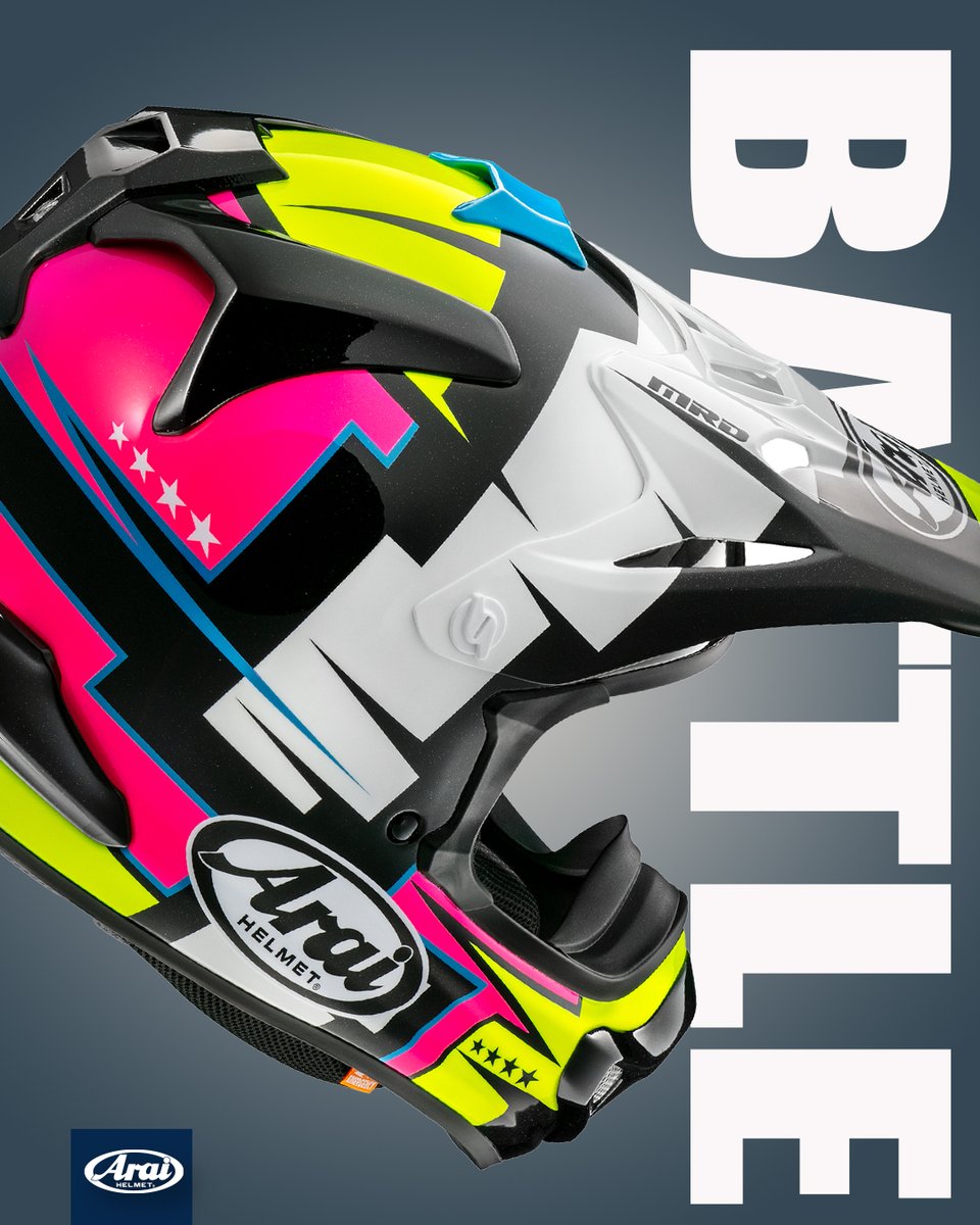 Who wants a Battle? Arai Helmet, Inc. is thrilled to present the Arai VX-PRO4 in the new Battle graphic. AraiAmericas.com #Arai #AraiHelmet #PriorityforProtection #VXPRO4 #Battle