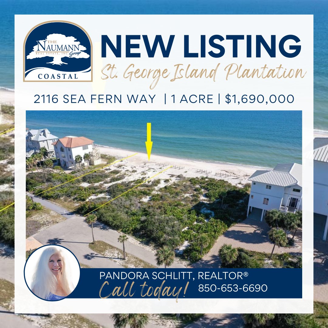 St. George Island Plantation Gulf Front lot. 100' Beach Frontage on Dr Beach's #1 USA Beach and the Gulf of Mexico! Adjacent lot also available, providing 200' Gulf Frontage! Call Pandora for more information today!

#StGeorgeIsland #GulfFront #BeachFrontage #LuxuryLiving
