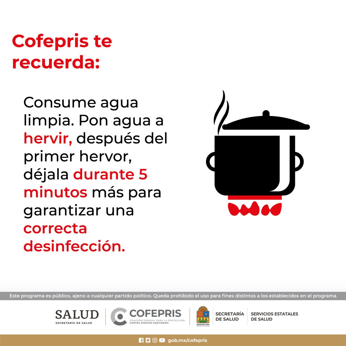 Consume agua limpia.
@COFEPRIS 
#CofeprisTeProtege
#cofepriságil
#CofeprisJusta
#CofeprisTransparente
#Emergencias
#DprisQroo