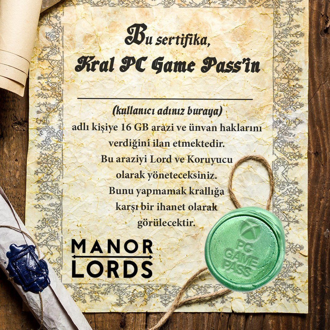 Sana bir mektup var. 💌 Manor Lords bugün PC Game Pass ile oynanabilir! #pcgamepass #xboxtürkiye #xbox #manorlords