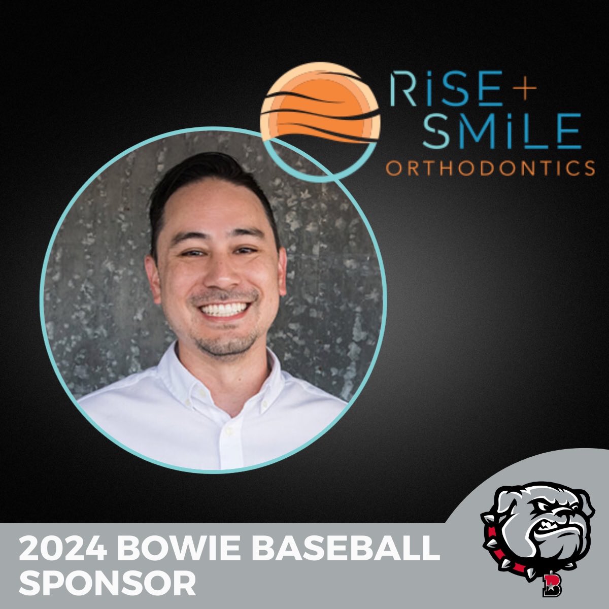 Thank you to our sponsor Rise + Smile Orthodontics for their support of Bowie Baseball!