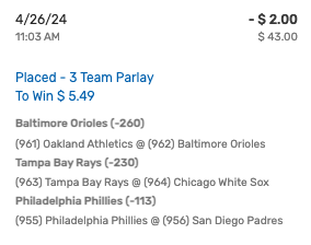 today's #ShitTeamParlay is a little different, Astros/Rockies don't start until tomorrow so we're riding with the home team since JT will be present in SD for it!