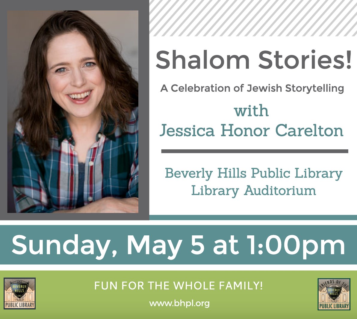 Join us for a special Storytime w/storyteller, actress & writer, Jessica Honor Carleton Sunday, May 5th @ 1pm Library Auditorium Please call for more information (310) 288-2211 bhpl.org #BHPL