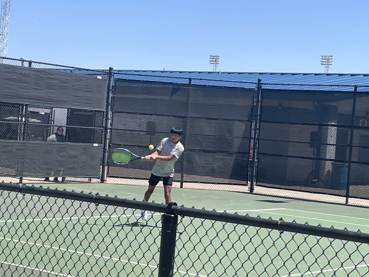 Great day to be watching District 2-6 A tennis at Ratliiff Stadium. Athan Sanchez from Permian fighting for a spot at regionals!