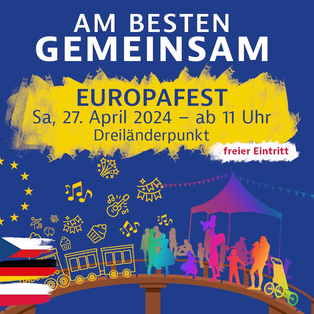 Gemeinsam mit der 🇪🇺EU-Kommission, der 🇪🇺Europ. Investitionsbank & weiteren Partner:innen aus 🇩🇪Deutschland, 🇵🇱Polen, 🇨🇿Tschechien laden wir morgen zum Europafest am Dreiländerpunkt bei Zittau ein. Zum Programm mit politischem Picknick 👉europa.eu/!Wb7JJD #Europawahl2024