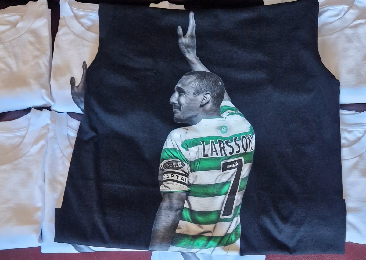 Larsson tshirts available to order again this weekend, also available in black . Contact me via DM for more details 🍀