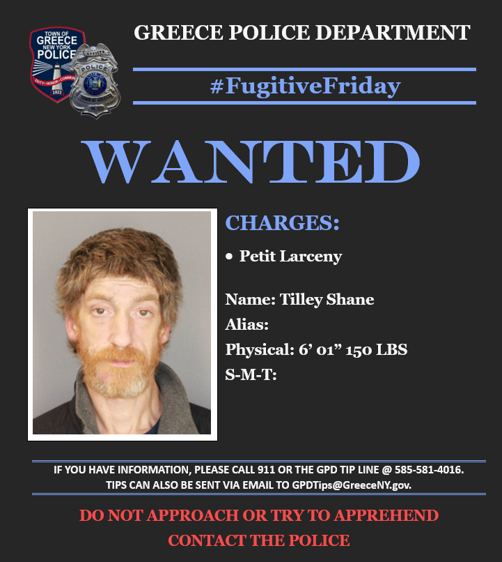 🚨#FUGITIVEFRIDAY🚨

Any info? Call📲the GPD tip line @ 585-581-4016 or 📨email tips to GPDTips@GreeceNY.gov

@ROCHNYCRIMEINFO