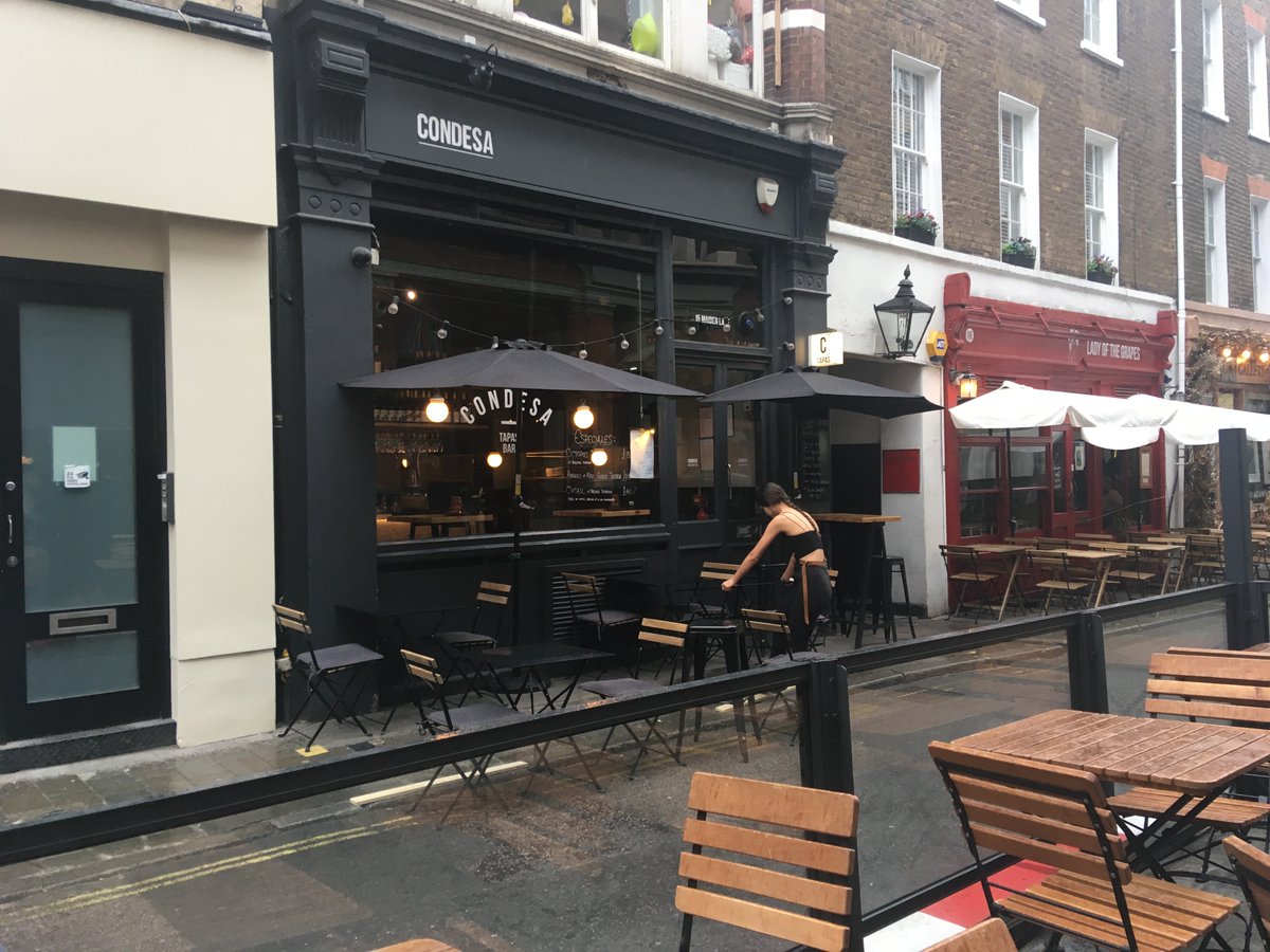 @CityWestminster Bull Inn Court opens onto the pavement at Maiden Lane. There is no dropped kerb. 15 & 16 Maiden Ln both have tables completely obstructing the pavement. 15 Maiden Ln said, 'we have a licence' & refused to move the tables.