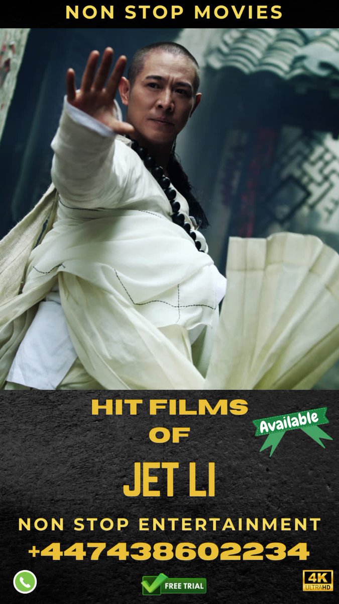 For watching #blockbuster action movies of Jet Li and thousands of other #Hollywood #Bollywood #Movies #Series #TvShow and #Drama contact us on Whatsapp.
#movistar #JetLi
#HappyBirthdayJetLi #NonStopHits #Boxoffice #NonStopMovies #NonStopEntertainment #FilmTwitter #showtime