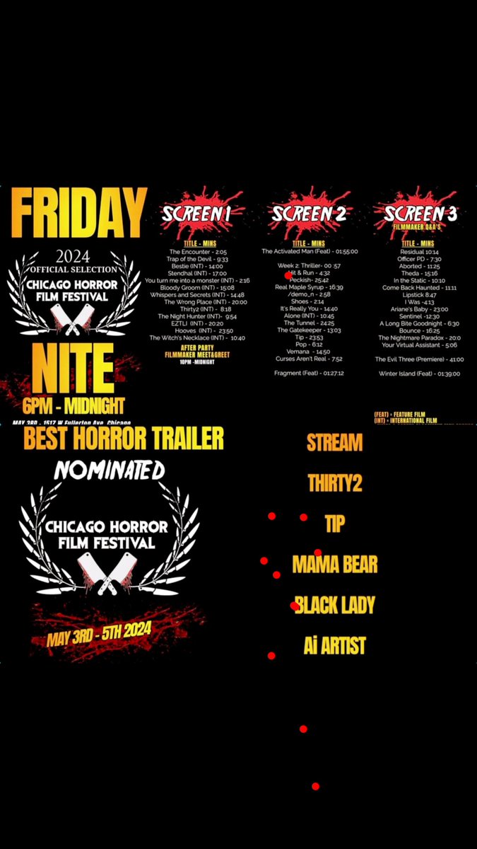Anthony Rory Tran (@trippytran) on Twitter photo Next Friday, we will see you Chicago Horror Film Festival with the screening of TIP! Nominated Best Trailer.
#chicago #tip #tipthemovie #chicagohorrorfilmfest #chff #chicagohorrorfilmfestival #trippytranfilms <a href="/trippytranfilms/">Trippy Tran Films</a> #nomination #horrorfilm #filmfestival #supportindie Next Friday, we will see you Chicago Horror Film Festival with the screening of TIP! Nominated Best Trailer.
#chicago #tip #tipthemovie #chicagohorrorfilmfest #chff #chicagohorrorfilmfestival #trippytranfilms <a href="/trippytranfilms/">Trippy Tran Films</a> #nomination #horrorfilm #filmfestival #supportindie