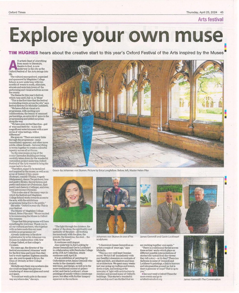 Thank you, @OxMailTimHughes! @TheOxfordMail @ArtsFestOxford @oxinaboxnew @VisualArtsOx @DailyInfoOxford @OxTweets @GLAMOutreach @UniofOxford @oxfculturalprog @TORCHOxford @WhatsOnInOxford @BBCOxford @NewCollegeOx @PembrokeOxford @MCSOxford @OldWaynfletes artsfestivaloxford.org/whats-on/