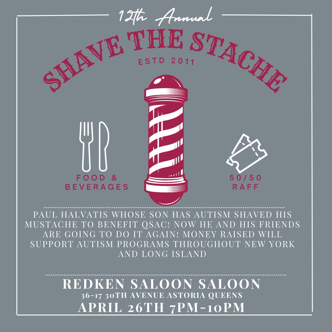 Today is Shave Day, and I hope to see you in #Astoria for a great event at @RedkenSaloon. If you can't make it, please consider donating to support @qsac's #autism programs. To Donate: ow.ly/qsY050RpqSP #NYC #Queens #Shave