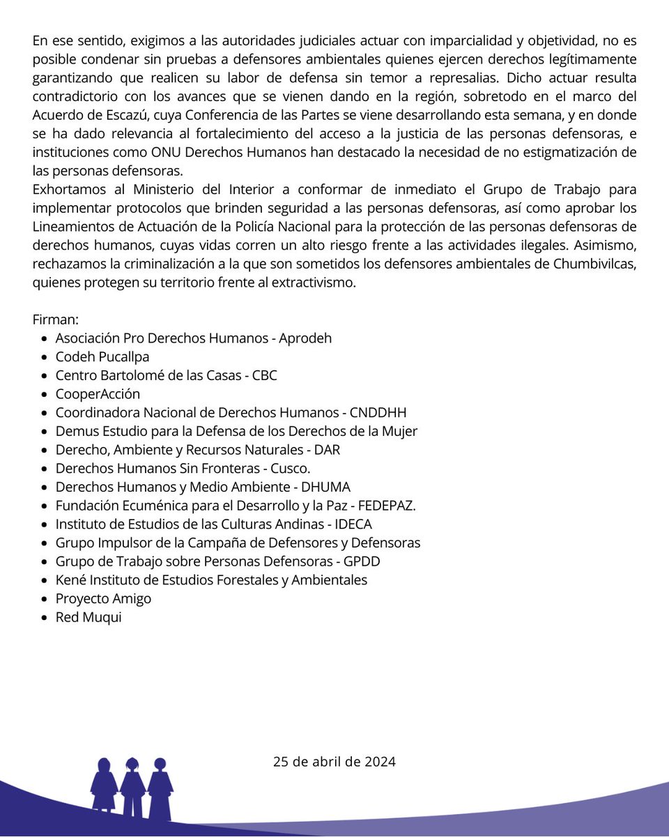 🔴#PRONUNCIAMIENTO Desde las organizaciones que conforman el Grupo de Trabajo sobre Personas Defensoras de la @cnddhh, ratificamos nuestro compromiso y emitimos un pronunciamiento solidario por el asesinato del defensor ambiental Victorio Dariquebe y los defensores criminalizados…